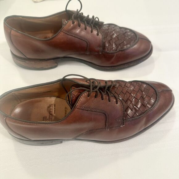 Allen Edmonds Shoes Hersey Weave Oxford Men 7.5 D Brown Leather Lace Up USA Made main image 4
